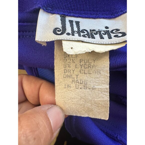 Vintage J.Harris Tadashi Royal Blue Womens Jumpsuit 1980s XS Polyester Stretch - Picture 5 of 11